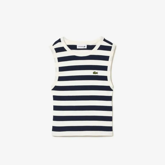 TShirts and Tops Kids Lacoste Kids039 Ribbed Cotton Striped Tank Top White Navy Blue Ev0 TShirts and Tops Kids Lacoste Kids039 Ribbed Cotton Striped Tank Top White Navy Blue Ev0