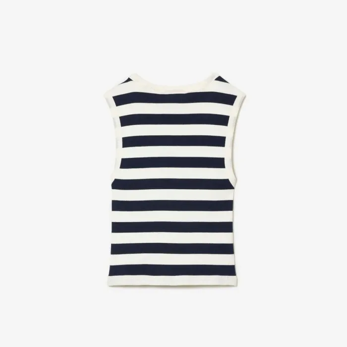 TShirts and Tops Kids Lacoste Kids039 Ribbed Cotton Striped Tank Top White Navy Blue Ev0