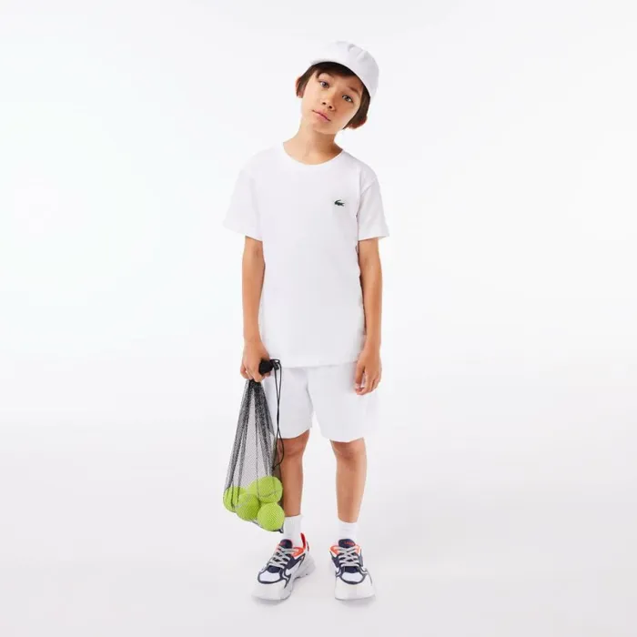 TShirts and Tops Kids Lacoste Kids039 SPORT Breathable Cotton Blend TShirt White 001