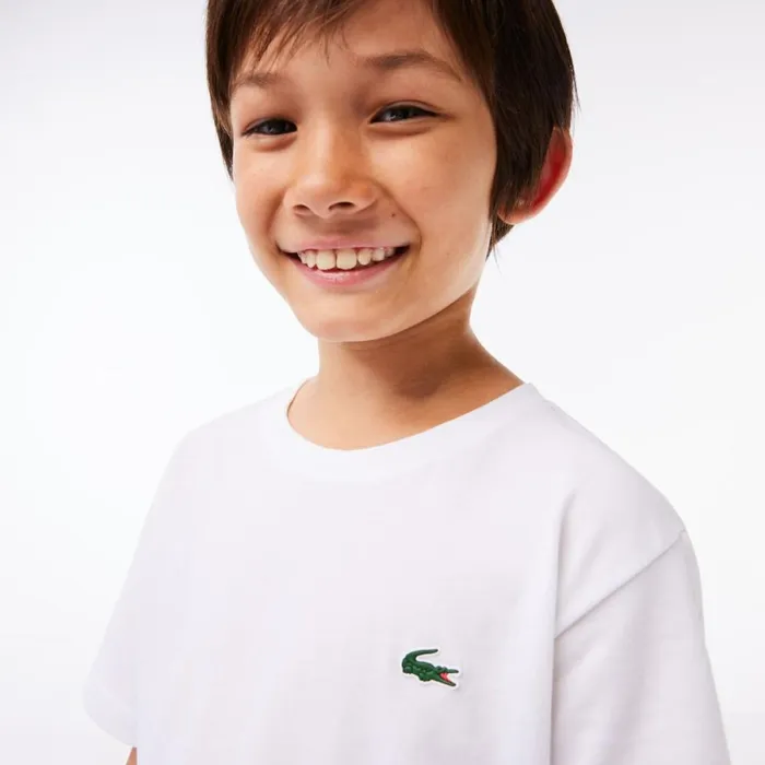 TShirts and Tops Kids Lacoste Kids039 SPORT Breathable Cotton Blend TShirt White 001