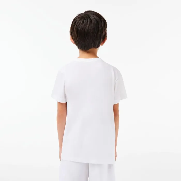 TShirts and Tops Kids Lacoste Kids039 SPORT Breathable Cotton Blend TShirt White 001