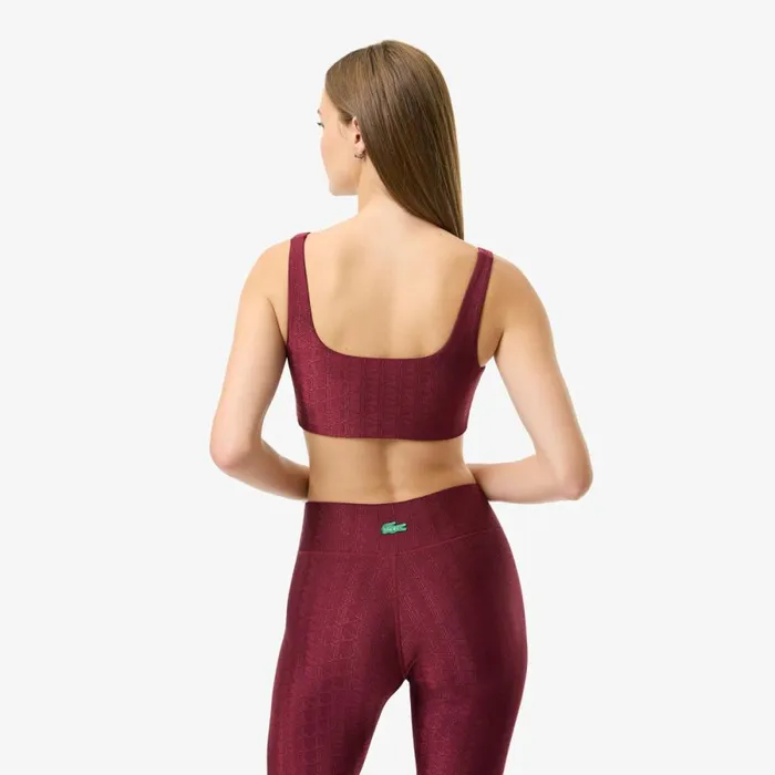 TShirts and Tops Women Lacoste Women039s Lacoste X Bandier Monogram Print Sports Bra Bordeaux Yup