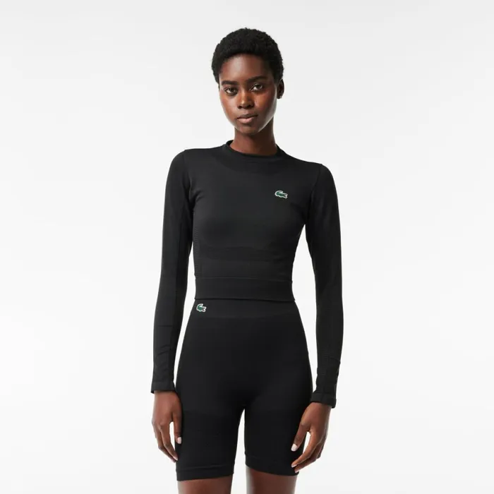 TShirts and Tops Women Lacoste Women039s Long Sleeve Seamless Sport Crop Top Black 031