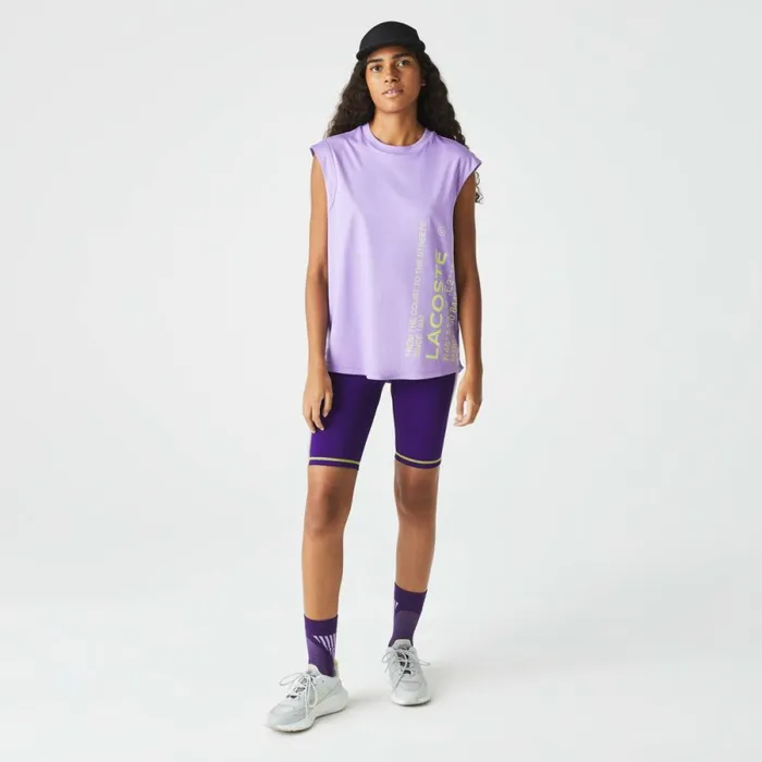 TShirts and Tops Women Lacoste Womens SPORT Loose Fit Branded Coordinate TShirt Purple Gfu