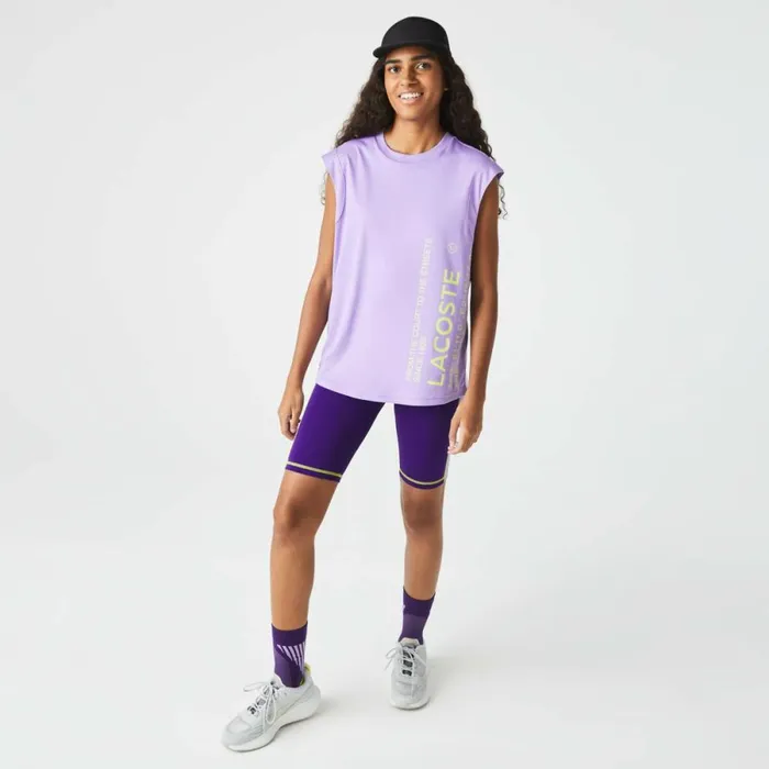 TShirts and Tops Women Lacoste Womens SPORT Loose Fit Branded Coordinate TShirt Purple Gfu