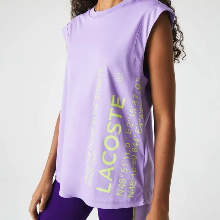 TShirts and Tops Women Lacoste Womens SPORT Loose Fit Branded Coordinate TShirt Purple Gfu