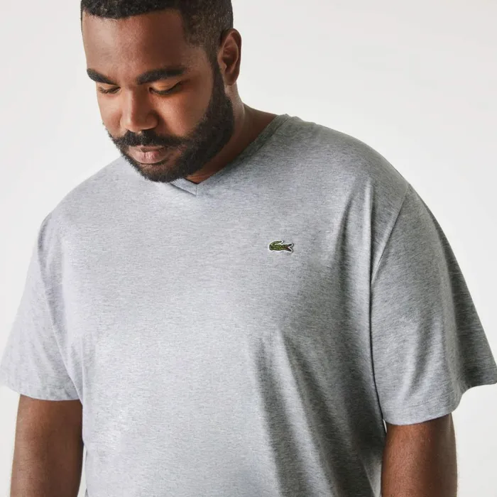 TShirts Men Lacoste Men039s Big Fit VNeck Pima TShirt Grey Chine Cca