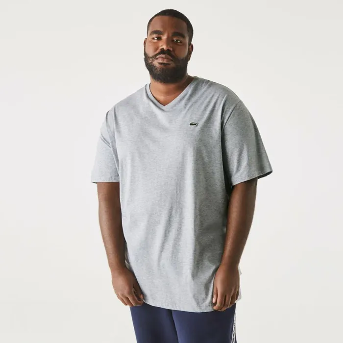 TShirts Men Lacoste Men039s Big Fit VNeck Pima TShirt Grey Chine Cca