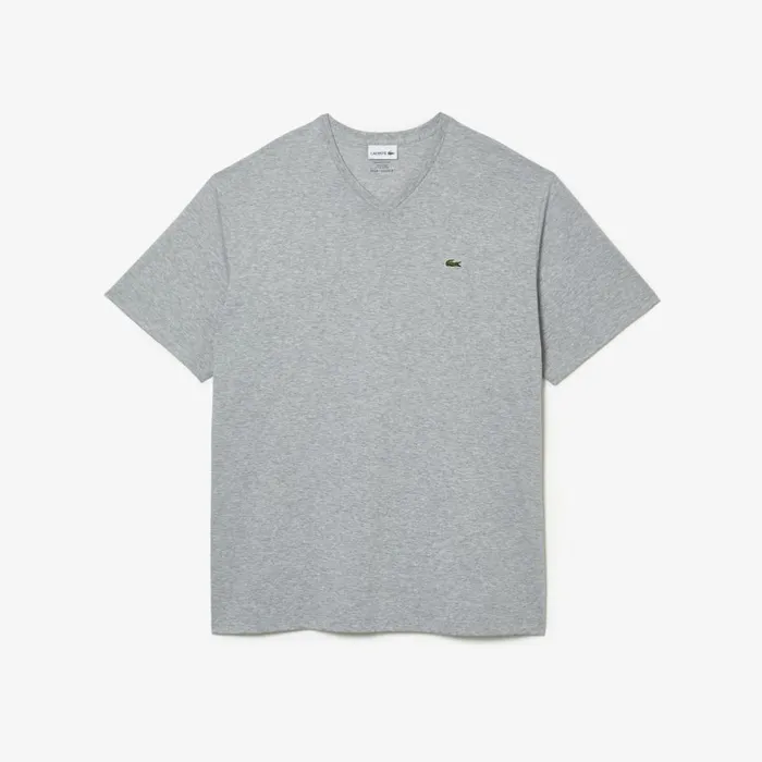 TShirts Men Lacoste Men039s Big Fit VNeck Pima TShirt Grey Chine Cca