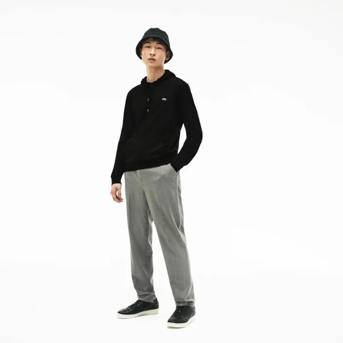 TShirts Men Lacoste Men039s Cotton Jersey Hooded TShirt Black 031