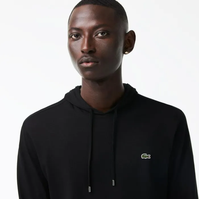 TShirts Men Lacoste Men039s Cotton Jersey Hooded TShirt Black 031