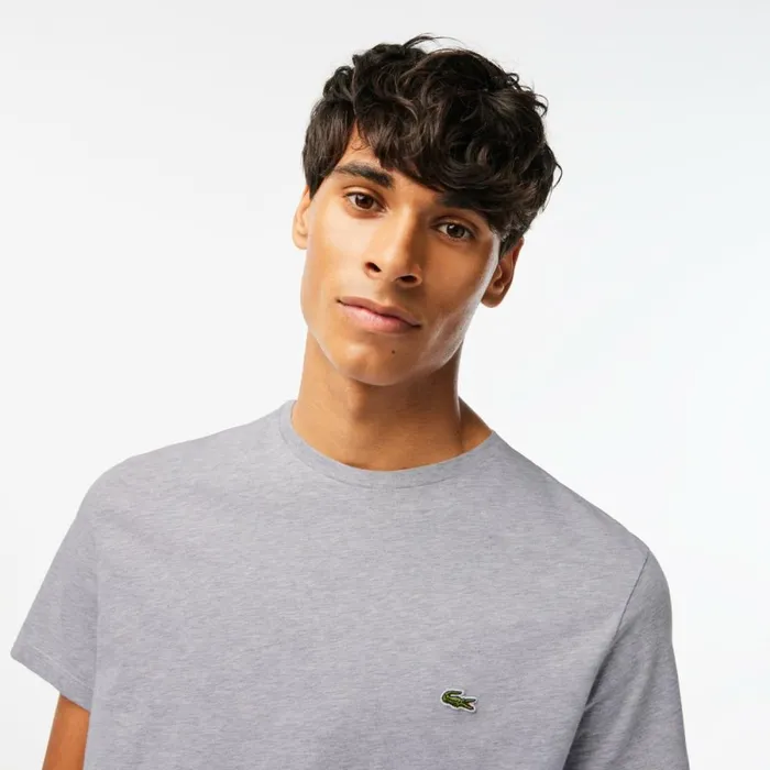 TShirts Men Lacoste Men039s Crew Neck Pima Cotton Jersey TShirt Grey Chine Cca