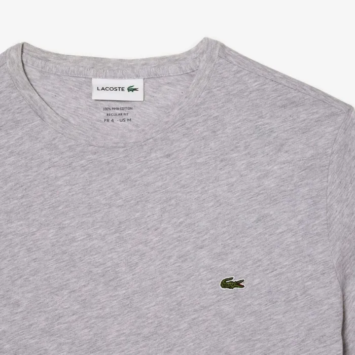 TShirts Men Lacoste Men039s Crew Neck Pima Cotton Jersey TShirt Grey Chine Cca