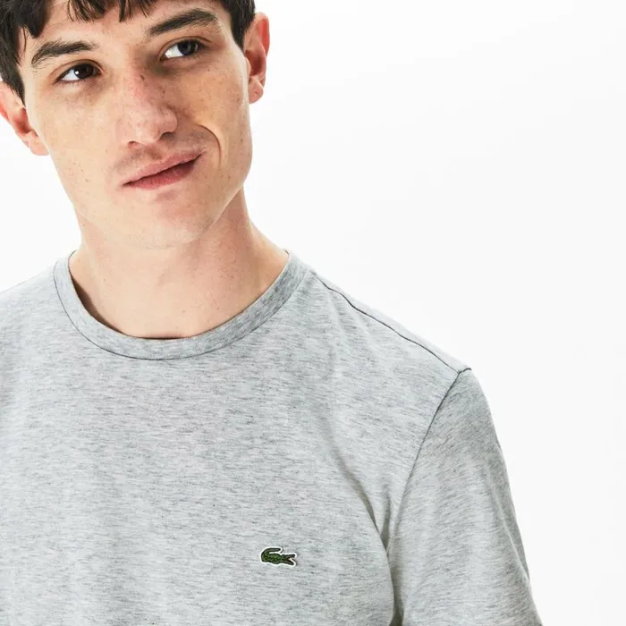 TShirts Men Lacoste Men039s Crew Neck Pima Cotton Jersey TShirt Grey Chine Cca