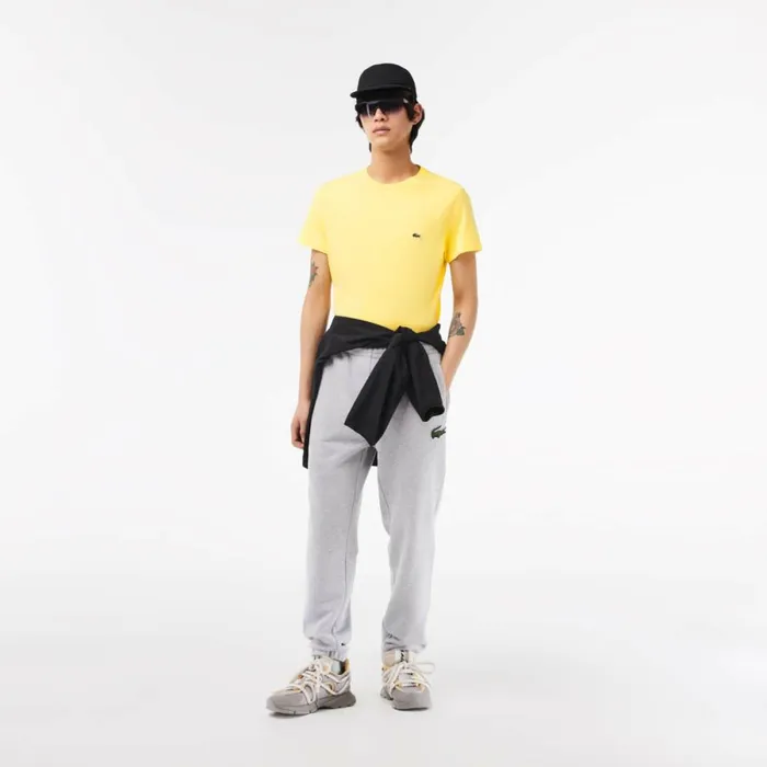 TShirts Men Lacoste Men039s Crew Neck Pima Cotton Jersey TShirt Pastel Yellow 107