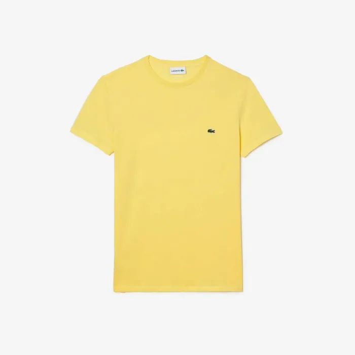 TShirts Men Lacoste Men039s Crew Neck Pima Cotton Jersey TShirt Pastel Yellow 107