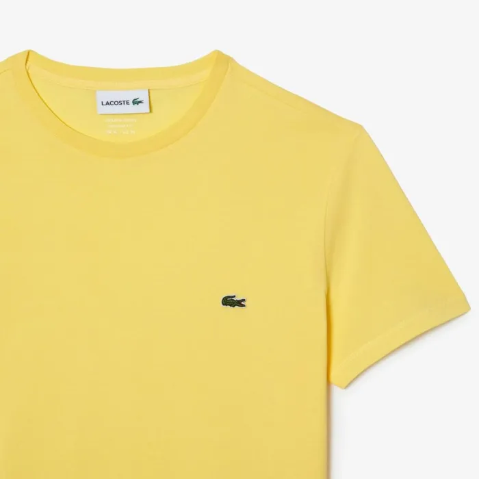 TShirts Men Lacoste Men039s Crew Neck Pima Cotton Jersey TShirt Pastel Yellow 107