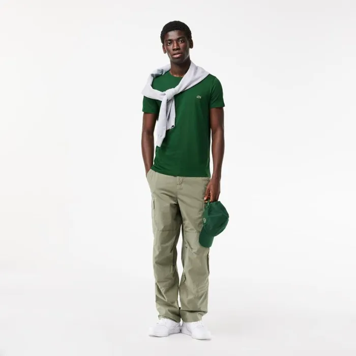 TShirts Men Lacoste Men039s Crew Neck Pima Cotton Jersey TShirt Pine Green 132