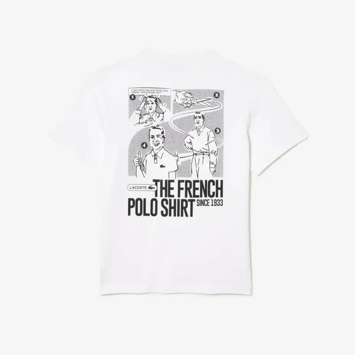 TShirts Men Lacoste Men039s Heavy Cotton Printed Jersey TShirt White 001