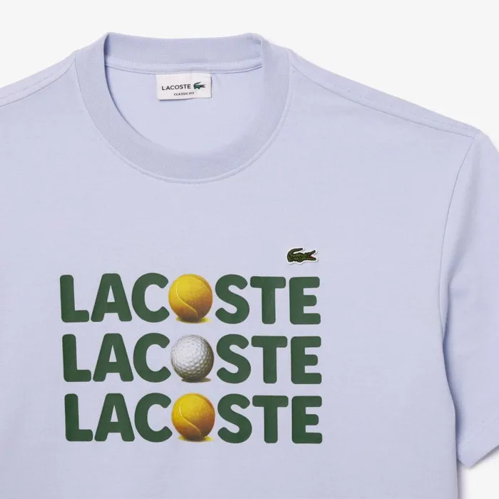 TShirts Men Lacoste Men039s Heavy Cotton Tennis Ball Print TShirt Phoenix Blue J2g
