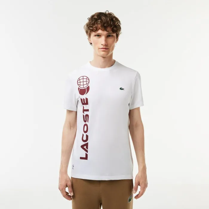 TShirts Men Lacoste Men039s Lacoste Tennis X Daniil Medvedev Regular Fit TShirt White 001