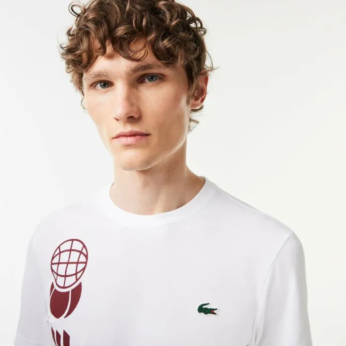 TShirts Men Lacoste Men039s Lacoste Tennis X Daniil Medvedev Regular Fit TShirt White 001