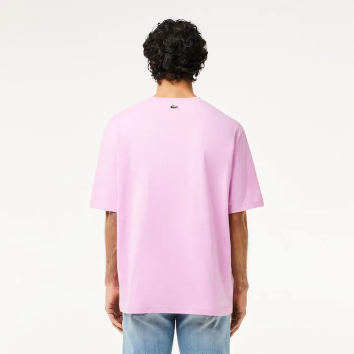 TShirts Men Lacoste Men039s Loose Fit Cotton Jersey Print TShirt Pink Ixv