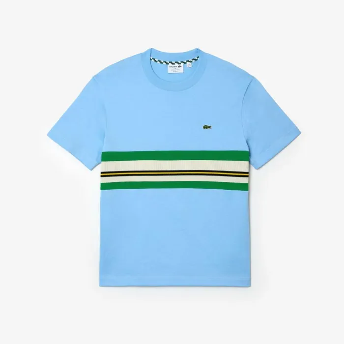 TShirts Men Lacoste Men039s Made In France Contrast Stripe Tee Pastel Blue Hbp