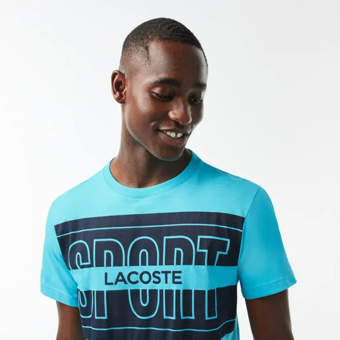 TShirts Men Lacoste Men039s Regular Fit Cotton Sport TShirt Blue Spi