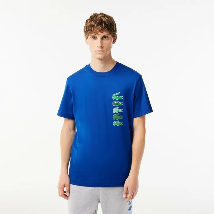 TShirts Men Lacoste Men039s Regular Fit Iconic Croc TShirt Gentian Blue Jq0