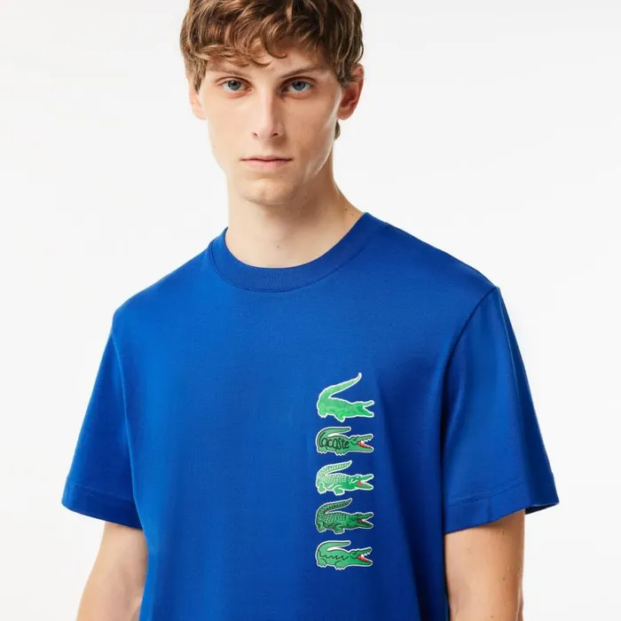 TShirts Men Lacoste Men039s Regular Fit Iconic Croc TShirt Gentian Blue Jq0