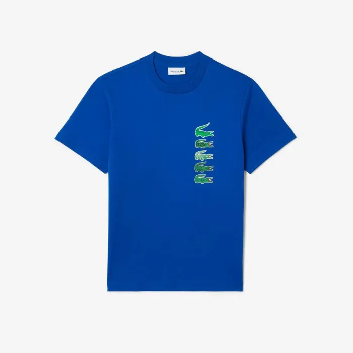 TShirts Men Lacoste Men039s Regular Fit Iconic Croc TShirt Gentian Blue Jq0
