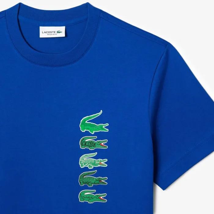 TShirts Men Lacoste Men039s Regular Fit Iconic Croc TShirt Gentian Blue Jq0