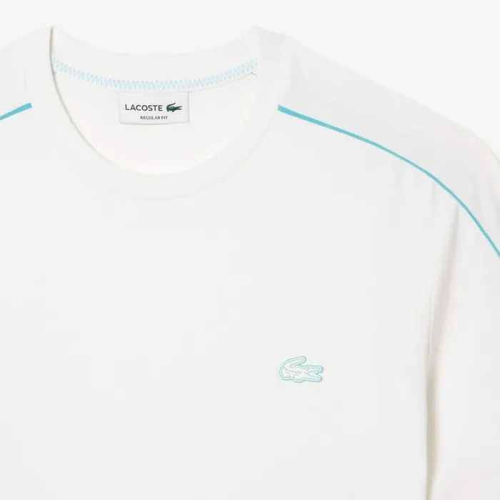 TShirts Men Lacoste Men039s Regular Fit Technical Piqu Print TShirt White Blue Ri6