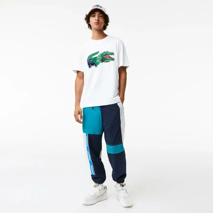TShirts Men Lacoste Men039s Relaxed Fit Oversized Crocodile TShirt White 001