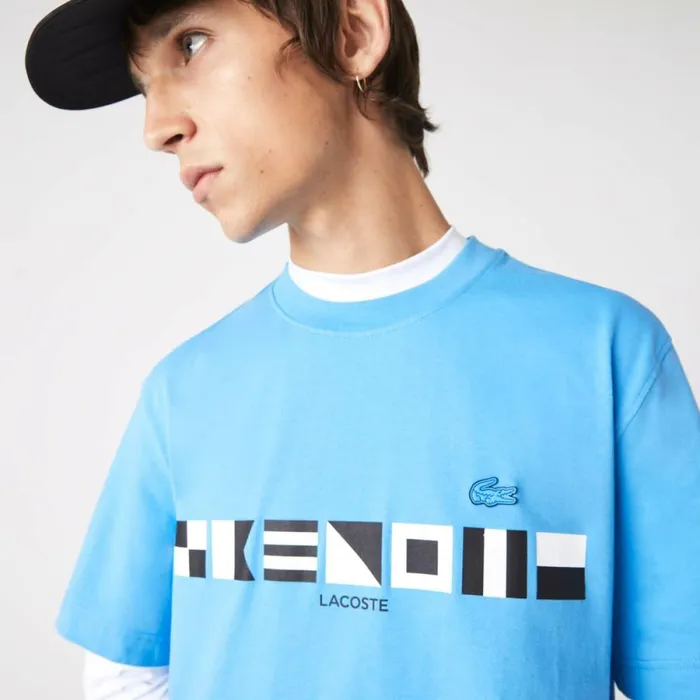 TShirts Men Lacoste Men039s Relaxed Fit Print TShirt Blue 4xa