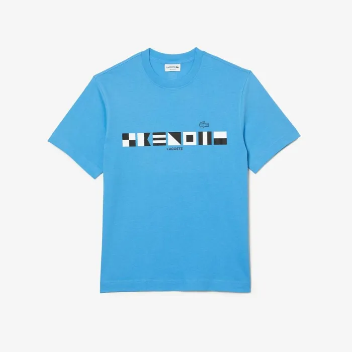 TShirts Men Lacoste Men039s Relaxed Fit Print TShirt Blue 4xa