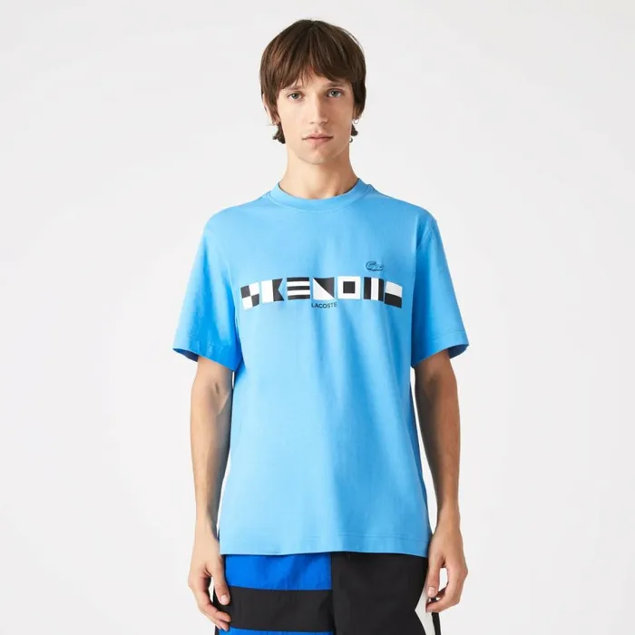 TShirts Men Lacoste Men039s Relaxed Fit Print TShirt Blue 4xa