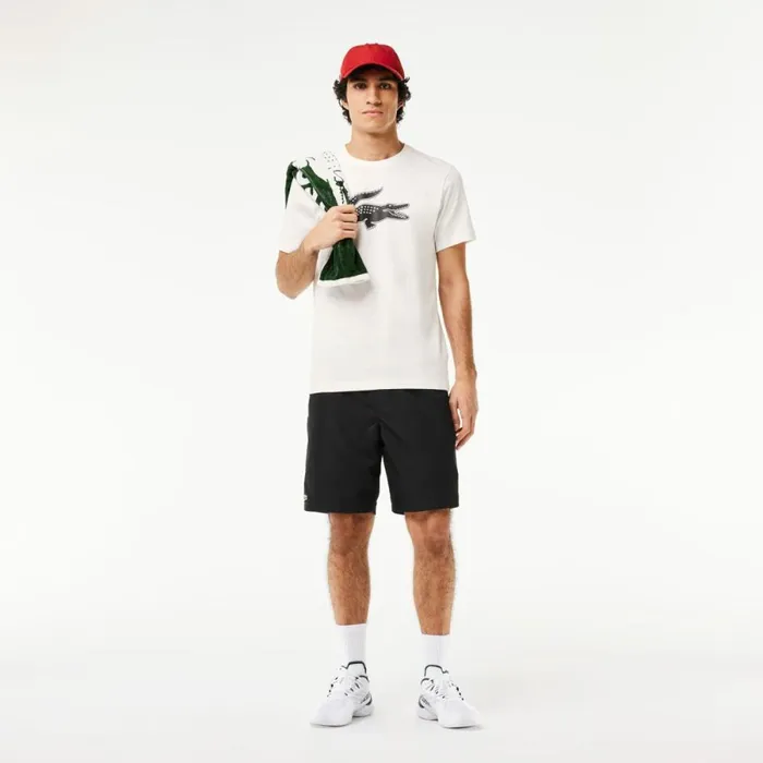 TShirts Men Lacoste Men039s Sport 3D Print Croc Jersey TShirt White Black Au8