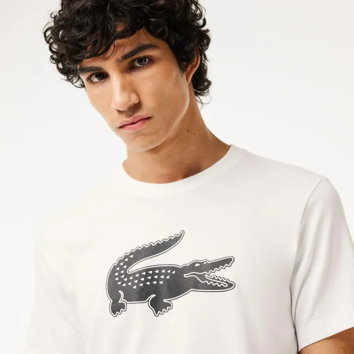 TShirts Men Lacoste Men039s Sport 3D Print Croc Jersey TShirt White Black Au8