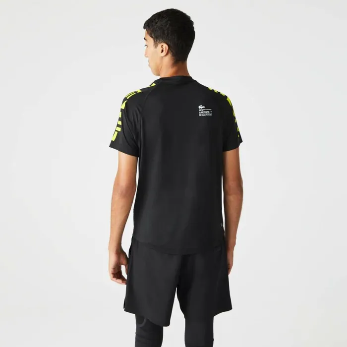 TShirts Men Lacoste Men039s SPORT Stretch Jersey TShirt Black Yellow 9y2