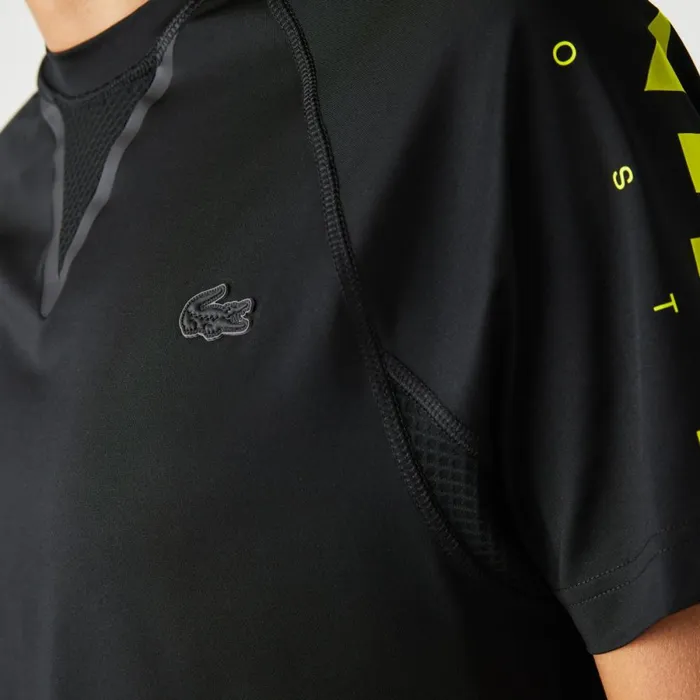 TShirts Men Lacoste Men039s SPORT Stretch Jersey TShirt Black Yellow 9y2