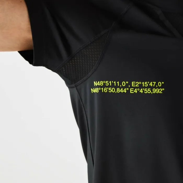 TShirts Men Lacoste Men039s SPORT Stretch Jersey TShirt Black Yellow 9y2