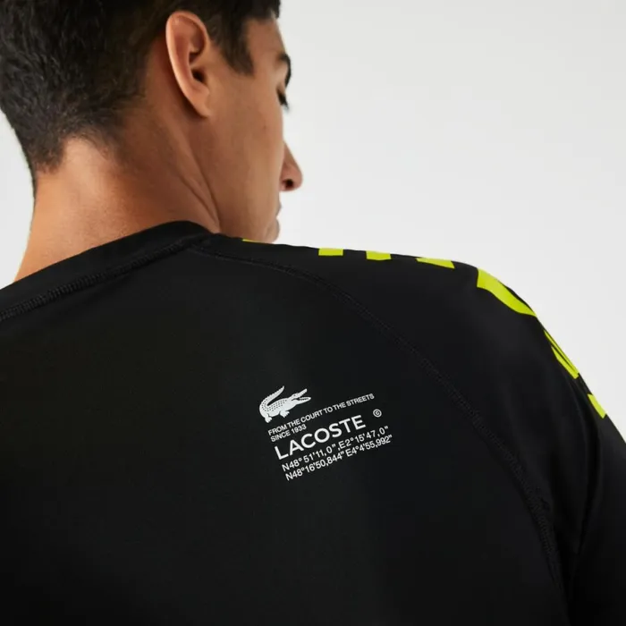 TShirts Men Lacoste Men039s SPORT Stretch Jersey TShirt Black Yellow 9y2