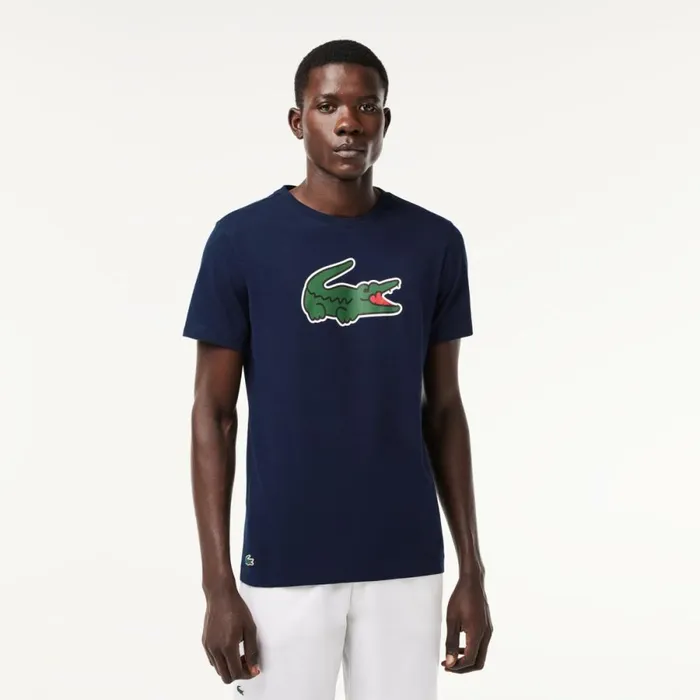 TShirts Men Lacoste Men039s Sport UltraDry Croc Print TShirt Navy Blue Green White Tr1