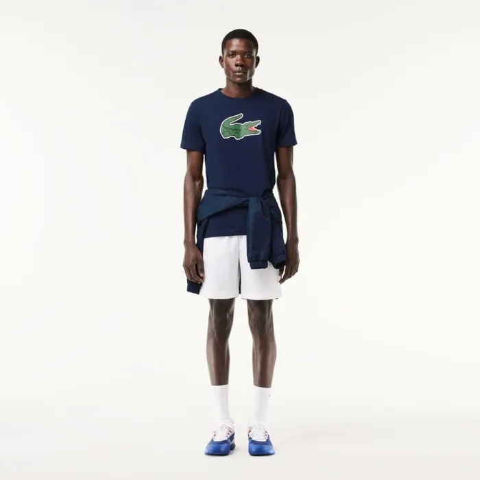 TShirts Men Lacoste Men039s Sport UltraDry Croc Print TShirt Navy Blue Green White Tr1