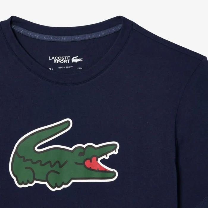 TShirts Men Lacoste Men039s Sport UltraDry Croc Print TShirt Navy Blue Green White Tr1