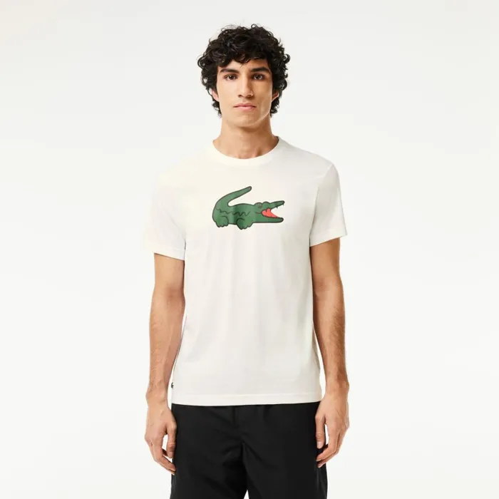 TShirts Men Lacoste Men039s Sport UltraDry Croc Print TShirt White Green White 2d8