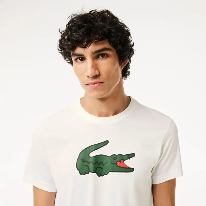TShirts Men Lacoste Men039s Sport UltraDry Croc Print TShirt White Green White 2d8
