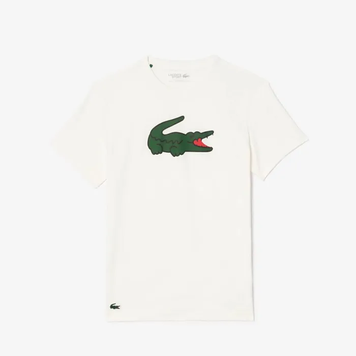 TShirts Men Lacoste Men039s Sport UltraDry Croc Print TShirt White Green White 2d8